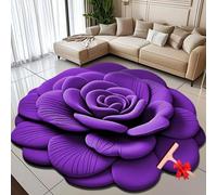 Floral Plush Diatomaceous Earth Floor Mat,3D Visual Flower Shaped Diatom Mud Floor Rugs,3D Flowers Design Flooring Mats Suitable for Bedroom,Kitchen,Bathroom,Sofa,Coffee Table