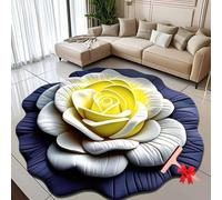 Floral Plush Diatomaceous Earth Floor Mat,3D Visual Flower Shaped Diatom Mud Floor Rugs,3D Flowers Design Flooring Mats Suitable for Bedroom,Kitchen,Bathroom,Sofa,Coffee Table