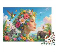 Floral Portrait Puzzles 1000 Piezas Material Reciclado Wild Savanna Puzzles para Adultos Developing niños y niñas‘s Intelligence Parent Child Juego Activity 38x26cm/1000 Piezas
