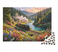 Floral Railway 1000 Piece Puzzle Papel reciclable Scenic Journey Puzzle for Adultos Divertido Present & Actividad para el hogar Great Regalo Idea for Hombres 52x38cm/1000pcs