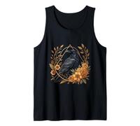 Floral Raven Acentos geométricos Cottagecore Botanical Art Camiseta sin Mangas
