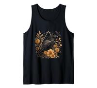 Floral Raven Acentos geométricos Cottagecore Botanical Art Camiseta sin Mangas