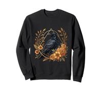 Floral Raven Acentos geométricos Cottagecore Botanical Art Sudadera