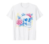 Floral Rose Skull Tattoo Flash Gótico Gráfico Camiseta gráfica económica