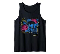 Floral Rose Skull Tattoo Flash Gótico Gráfico Camiseta sin Mangas