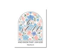 Floral Scripture Wall Art, “Be Still and Know That I Am God” Psalm 46 Print, Christian Bedroom, Living Room Decor(Unframed,08x12inch(20x30cm))
