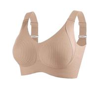 Floral She Brasier, Women's Solid Color Four Rows Adjustable Wireless Bra, Floral Bra (Beige,3XL)