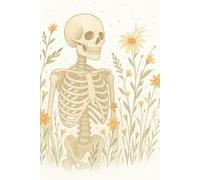 Floral Skeleton Journal - Gothic Halloween Notebook for Writing, Spooky Fall Aesthetic, Blank Lined Pages, Dark Academia Gift