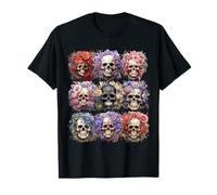 Floral Skull Pattern For Women Mexican Skull with Flowers Camiseta