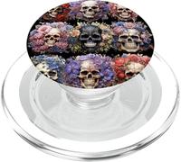 Floral Skull Pattern For Women Mexican Skull with Flowers PopSockets PopGrip para MagSafe