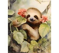 Floral Sloth Composition Notebook: Cute Watercolor Animal Writing Book for Girls, Tweens & Nature Lovers | 7.5 x 9.25 | 110 Wide-Ruled Pages with Margin | Matte Cover