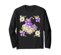 Floral Sommer Graphic For Women Purple GNOME Daisy Flower Manga Larga