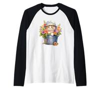 Floral Spring Flower Cat Stuff For Cat Lovers and Cat Mom Camiseta Manga Raglan