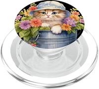Floral Spring Flower Cat Stuff For Cat Lovers and Cat Mom PopSockets PopGrip para MagSafe