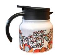 Floral Stainless Steel Teapot - Double Wall Insulated Coffee Pot, Elegant Flower Pattern, Heat Retaining Thermal Design, Durable Handle And Spout | Beverage Server For Hot Tea Drinks Kitchen Home