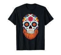 Floral Sugar Beard Skull Día de los Muertos Calavera Art Camiseta