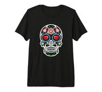 Floral Sugar Skull Heart Eyes Dia De Muertos Gift Camiseta Premium