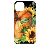 Floral Sunflower and Pumpkin Motif Cute Autumn Fall Graphic Carcasa para iPhone 13