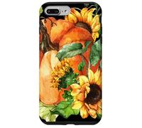 Floral Sunflower and Pumpkin Motif Cute Autumn Fall Graphic Carcasa para iPhone 7 Plus/8 Plus