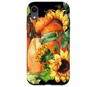 Floral Sunflower and Pumpkin Motif Cute Autumn Fall Graphic Carcasa para iPhone XR
