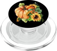 Floral Sunflower and Pumpkin Motif Cute Autumn Fall Graphic PopSockets PopGrip para MagSafe