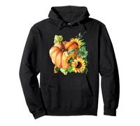 Floral Sunflower and Pumpkin Motif Cute Autumn Fall Graphic Sudadera con Capucha