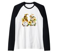 Floral Sunflower GNOME For Hippies and Gardener Hello Summer Camiseta Manga Raglan