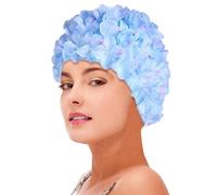 Floral Swimming Cap - Size Retro Petal Headpiece, Vintage Brocade Swimwear, Dimensional Petal Hat | Soft Stretch Turban, Protective Long Hair Cover, Stylish Pool Accessory, Decorative Beach Headwe