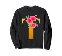 Floral T Alphabet Cute Initial Monogram Letter T Graphic Sudadera