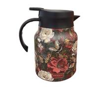 Floral Tea thrmos - Vintage Floral Pattern Tea thrmos | 1000 ml Leak-prrof Jarra con Infuser | Stainless Steel Kettle | Beverage Dispenser, Layered Locking Temperature For Famly, Friends, Home