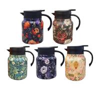 Floral Thermal Tea Kettle - 316 Stainless Steel Carafe with 1000ml Capacity and PP Handle | Available in Red, Green, Violet, Pink, Orange, Ideal for Coffee, Tea, Hot Liquids