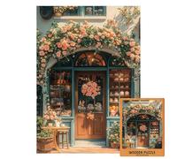 Floral Toy Shop Wooden Puzzle | Elegant Café with Teacups, Dolls & Roses | Cozy Vintage Scene Jigsaw for Teens, Women, Gift and Wall Art (M-100PIECES)