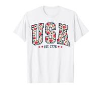 Floral USA EST 1776 Patriotic Wildflower 4 de Julio Retro Camiseta