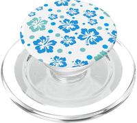 Floral Verano Estilo Blanco & Azul Surfer Chica Hibisco Flor PopSockets PopGrip para MagSafe