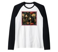 Floral Vintage Cavalier King Charles Camiseta Manga Raglan
