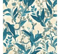Floral vintage neutro Papel tapiz despegable y adhesivo 45cm x 600cm , Azul gris floral Papel de contacto autoadhesivo, revestimiento de pared para la decoración de encimeras de gabinetes de dormitori
