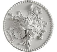 Floral Wall Round Resin LED Wall Lamp Imitation Plaster Wall Light Relief Texture, 7W 3000K White Postmodern Art Wall Lighting Fixture for Living Room Hallway(A)