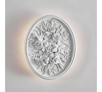 Floral Wall Round Resin LED Wall Lamp Imitation Plaster Wall Light Relief Texture, 7W 3000K White Postmodern Art Wall Lighting Fixture for Living Room Hallway(F)