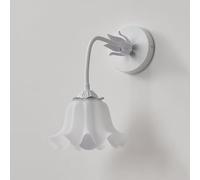 Floral Wall Sconce with Milk Glass Shade Mid Century Modern Green and Pink Wall Light Creative Flower Wall Lamp for Bedroom Hallway Farmhouse(Green)/White