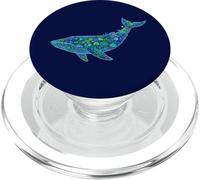 Floral Whale Blue Humpback Botanical Flowers Ocean Nature PopSockets PopGrip para MagSafe