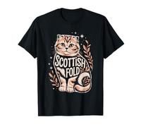 Floral Whimsical Scottish Fold Cat Scottish Folds Coupari Camiseta