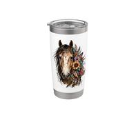 Floral Wild Horse Country Equitación Boho Western Cowgirl Vaso térmico de acero inoxidable de doble pared