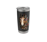 Floral Wild Horse Country Equitación Boho Western Cowgirl Vaso térmico de acero inoxidable de doble pared