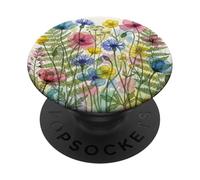 Floral Wildflower Botanical Mixed Flower Bouquet White PopSockets PopGrip Adhesivo