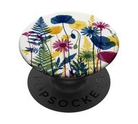 Floral Wildflower Botanical Mixed Flower Bouquet White PopSockets PopGrip Adhesivo