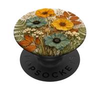 Floral Wildflower Botanical Mixed Flower Bouquet White PopSockets PopGrip Adhesivo