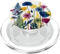 Floral Wildflower Botanical Mixed Flower Bouquet White PopSockets PopGrip para MagSafe