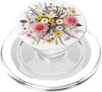 Floral Wildflower Botanical Mixed Flower Bouquet White PopSockets PopGrip para MagSafe