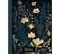 Floral Wildflower Notebook - College Ruled Botanical Journal with Gold & Blue Accents - 7.5 x 9.25 in - Nature-Inspired Gift for Women & Teens - Aesthetic Flower Journal - Everyday Writing Notebook