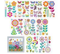 Floral Window Cling Set - Butterfly Glass Decals, Static Decoration with Sticking, Double Sided Design, Removable Sticker Art, Room Decor for Brightening Home Bedroom Shower Playroom Classroom Glass